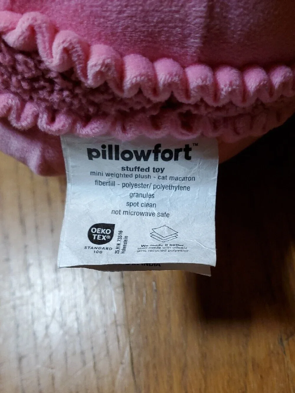Pillowfort Pink Cat Macaron Plush